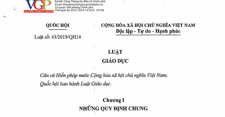 Luật Giáo dục số 43/2019/QH14